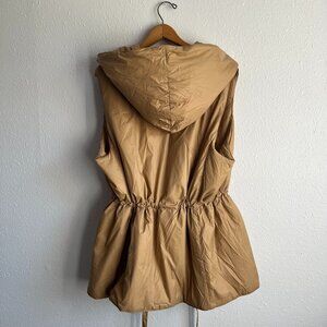Eileen Fisher Honey Camel Tan Hooded Vest Cinched Waist Size XL MSRP $248